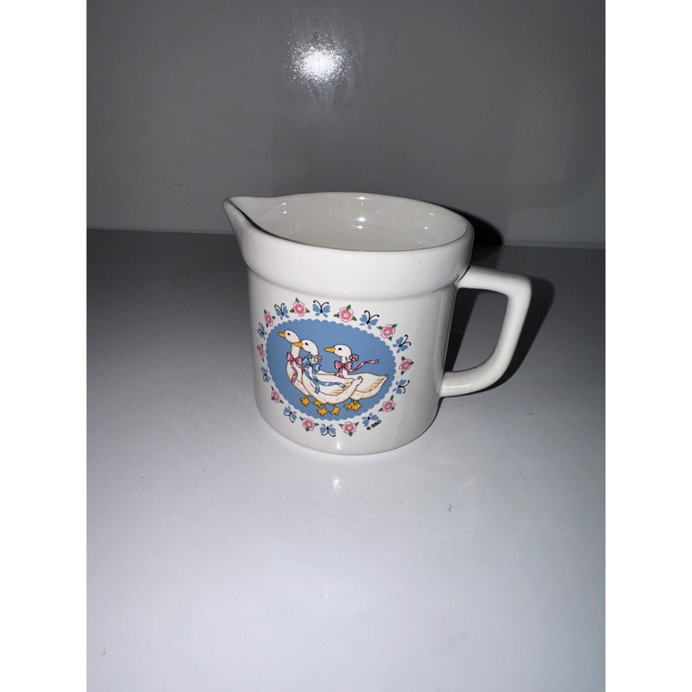 Vintage Treasure Craft Ribbon Geese Ceramic Creamer Pitcher Made in USA